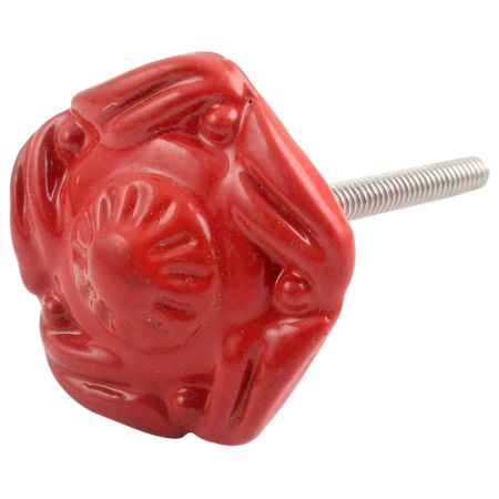 Red Flower Metal Knobs 